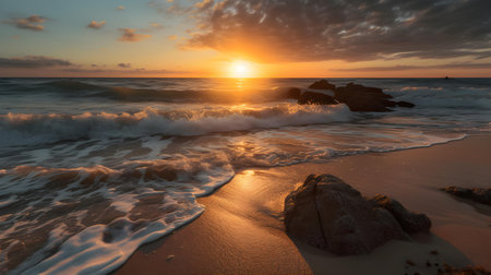 Sunset View of the Sand at the Beachの素材
