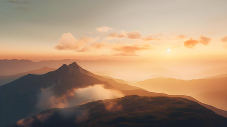 Sunset View from the Top of a Mountainの素材