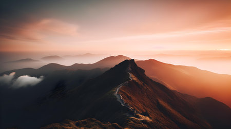 Sunset View from the Top of a Mountainの素材