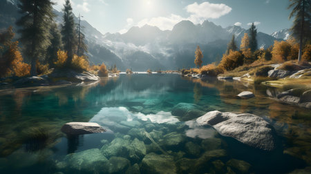 Close up of a lake in the mountainsの素材