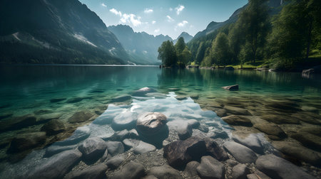 Close up of a lake in the mountainsの素材