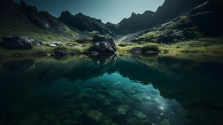 Close up of a lake in the mountainsの素材