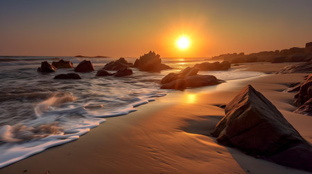 Sunset View of the Sand at the Beachの素材