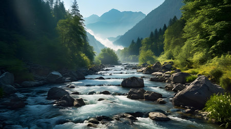 Close up of a river in the mountainsの素材