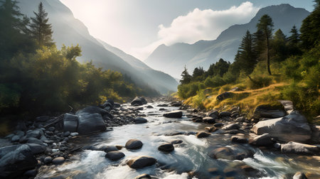 Close up of a river in the mountainsの素材