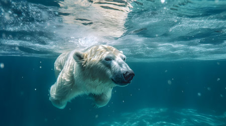 A Polar Bear Swimming in the Arctic Oceanの素材