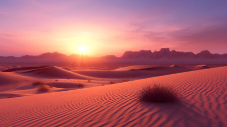 Pink sunrise in the desertの素材