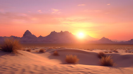 Pink sunrise in the desertの素材
