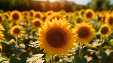 Sunflowers Field in the Summer Sunの素材