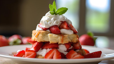 Fresh Strawberry Shortcake. Blurred backgroundの素材