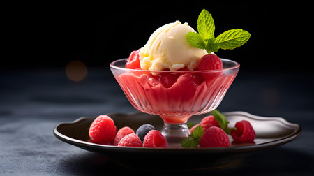 Close-up of a sorbet with a tart and refreshing flavorの素材