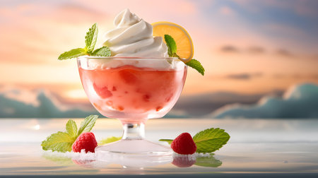 Close-up of a sorbet with a tart and refreshing flavorの素材