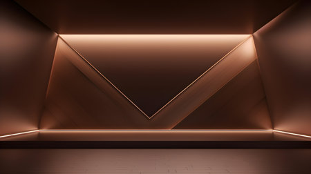 Empty geometrical room in chocolate colors with beautiful lighting. Futuristic Background for Product Presentation.の素材