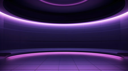 Empty geometrical Room in Dark Purple Colors with beautiful Lighting. Futuristic Background for Product Presentation.の素材