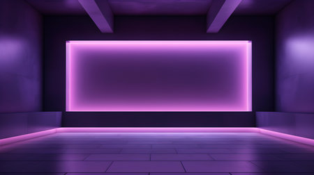 Empty geometrical Room in Deep Purple Colors with beautiful Lighting. Futuristic Background for Product Presentation.の素材