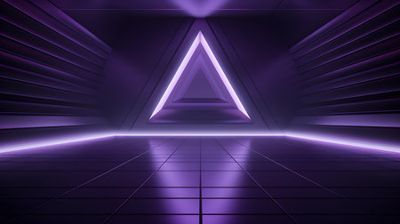 Empty geometrical Room in Deep Purple Colors with beautiful Lighting. Futuristic Background for Product Presentation.の素材