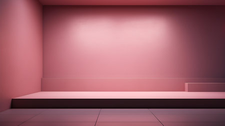 Empty geometrical Room in Dusty Rose Colors with beautiful Lighting. Futuristic Background for Product Presentation.の素材