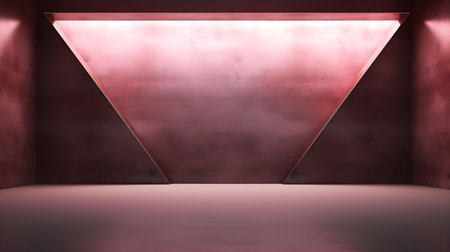 Empty geometrical Room in Dusty Rose Colors with beautiful Lighting. Futuristic Background for Product Presentation.の素材