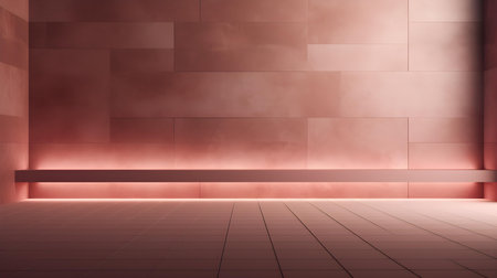 Empty geometrical Room in Dusty Rose Colors with beautiful Lighting. Futuristic Background for Product Presentation.の素材