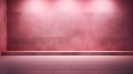 Empty geometrical Room in Dusty Rose Colors with beautiful Lighting. Futuristic Background for Product Presentation.の素材