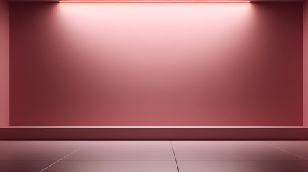 Empty geometrical Room in Dusty Rose Colors with beautiful Lighting. Futuristic Background for Product Presentation.の素材