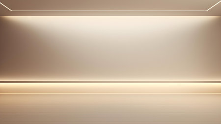 Empty geometrical room in ivory colors with beautiful lighting. Futuristic Background for Product Presentation.の素材