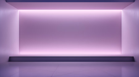 Empty geometrical Room in Lilac Colors with beautiful Lighting. Futuristic Background for Product Presentation.の素材
