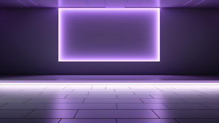 Empty geometrical Room in Lilac Colors with beautiful Lighting. Futuristic Background for Product Presentation.の素材