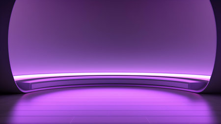 Empty geometrical Room in Lilac Colors with beautiful Lighting. Futuristic Background for Product Presentation.の素材