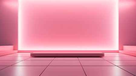 Empty geometrical Room in Light Pink Colors with beautiful Lighting. Futuristic Background for Product Presentation.の素材