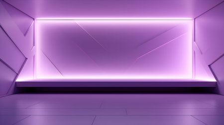 Empty geometrical Room in Light Purple Colors with beautiful Lighting. Futuristic Background for Product Presentation.の素材