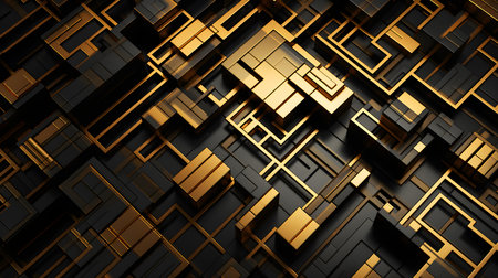 Abstract and Geometrical Texture in Gold Colors. Futuristic backgroundの素材