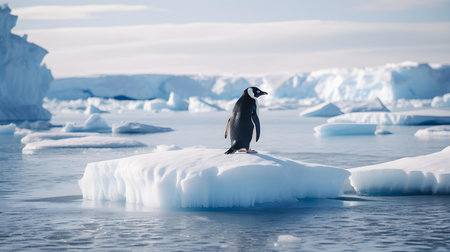 A Penguin standing on an Ice Floe in the Arctic Oceanの素材