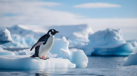 A Penguin standing on an Ice Floe in the Arctic Oceanの素材