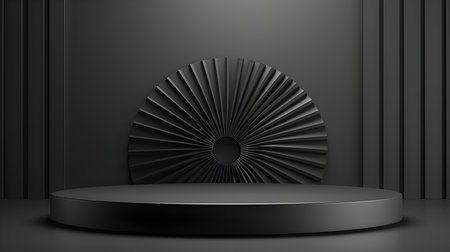 Anthracite Room with an Empty Podium. Amazing background for product presentation.の素材
