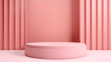 Blush Room with an Empty Podium. Amazing background for product presentation.の素材