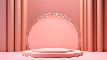 Blush Room with an Empty Podium. Amazing background for product presentation.の素材