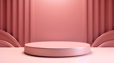 Blush Room with an Empty Podium. Amazing background for product presentation.の素材