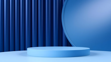 Blue Room with an Empty Podium. Amazing background for product presentation.の素材