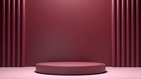 Burgundy Room with an Empty Podium. Amazing background for product presentation.の素材