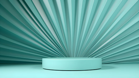 Cyan Room with an Empty Podium. Amazing background for product presentation.の素材