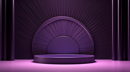Dark Purple Room with an Empty Podium. Amazing background for product presentation.の素材