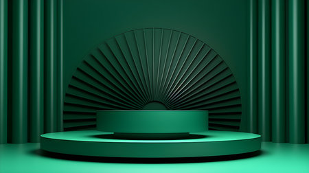 Emerald Room with an Empty Podium. Amazing background for product presentation.の素材