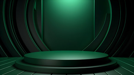 Emerald Room with an Empty Podium. Amazing background for product presentation.の素材