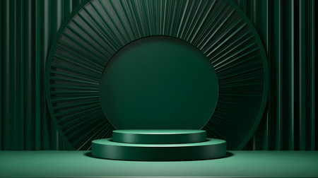 Emerald Room with an Empty Podium. Amazing background for product presentation.の素材