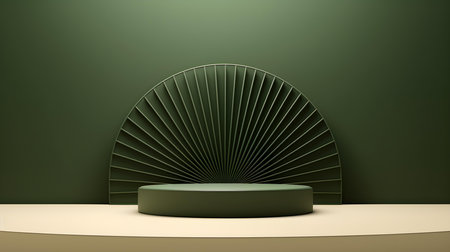 Khaki Room with an Empty Podium. Amazing background for product presentation.の素材
