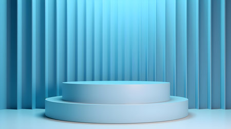 Light Blue Room with an Empty Podium. Amazing background for product presentation.の素材