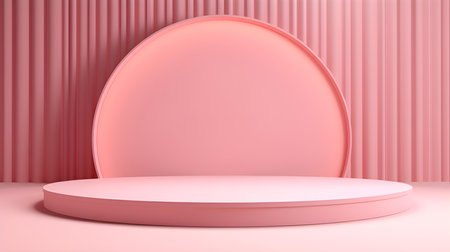 Light Pink Room with an Empty Podium. Amazing background for product presentation.の素材