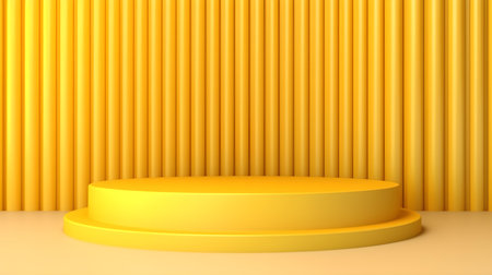Light Yellow Room with an Empty Podium. Amazing background for product presentation.の素材