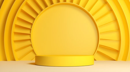 Light Yellow Room with an Empty Podium. Amazing background for product presentation.の素材